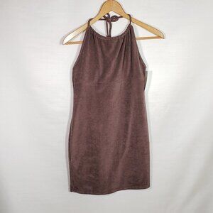 Better Be | Y2K Vintage halter mini dress, brown terry cloth NWT  M
